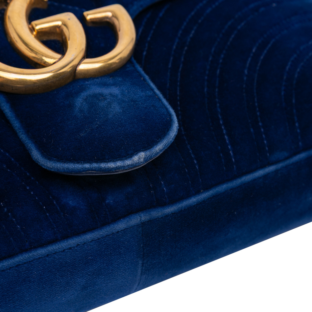 Pre-Loved Gucci Medium GG Marmont Matelasse Velvet Flap Crossbody - Picture 7 of 11